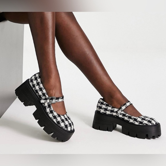 ASOS Shoes - ASOS chunky platform mary jane flat shoes in plaid